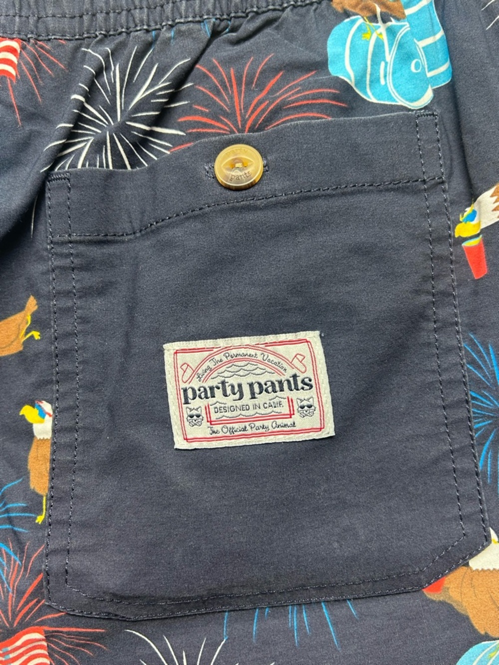 Navy Patriotic Eagle Print Swim Trunks Party Pants XL NWT - Picture 12 of 12